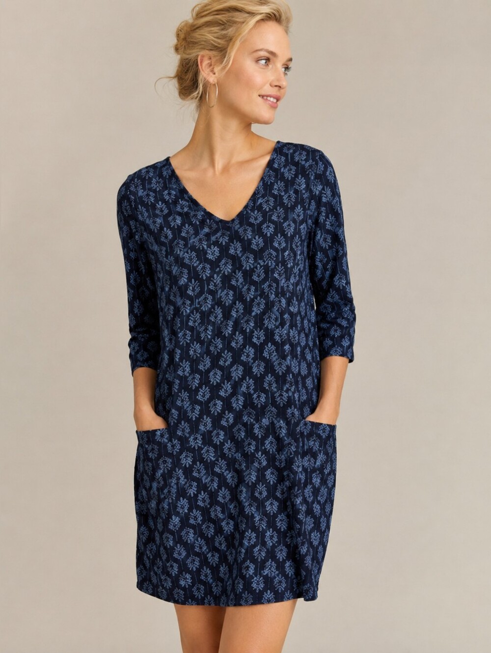 Yargici Blue Leaf Print Pocket Dress Medium 40 M - Picture 8 of 9